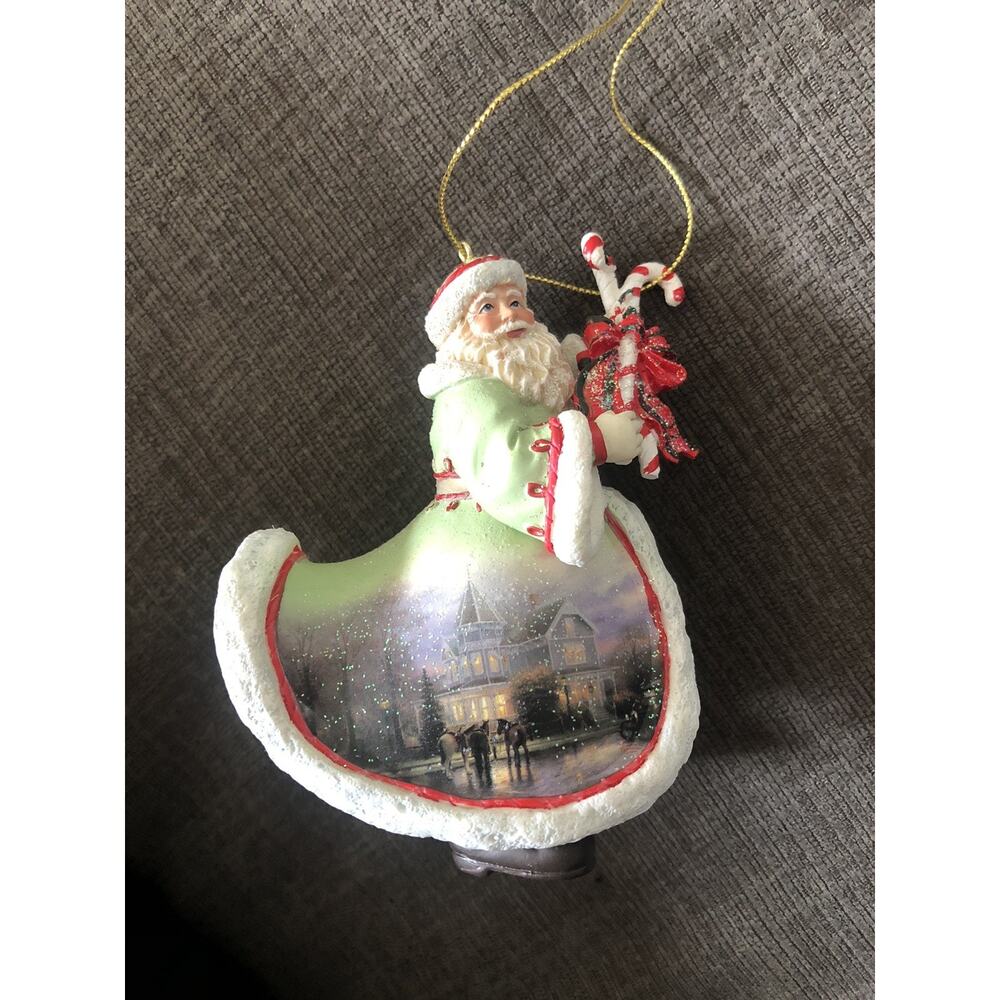Thomas Kinkade Ashton Drake Christmas Ornament Candy Cane Santa Vintage-A